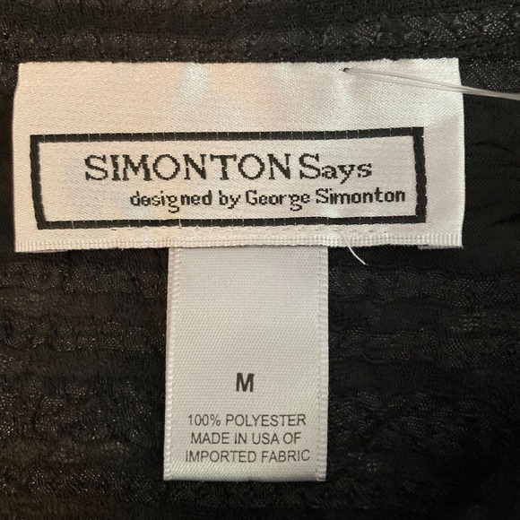 George Simonton Says Shirt Womens Sz M Black Sheer Lace Pleated Button Tunic - Picture 4 of 7